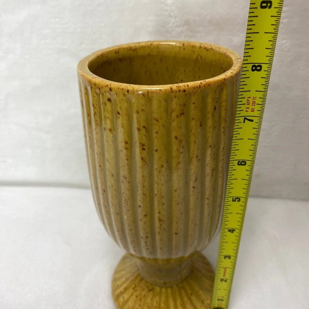 Vintage Ceramic Pottery Vase Yellow Speckled Glaze Rustic‎ Farmhouse